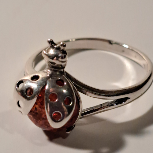 HW-535 Ring, Lady Bug, Dark Amber $41 at Hunter Wolff Gallery